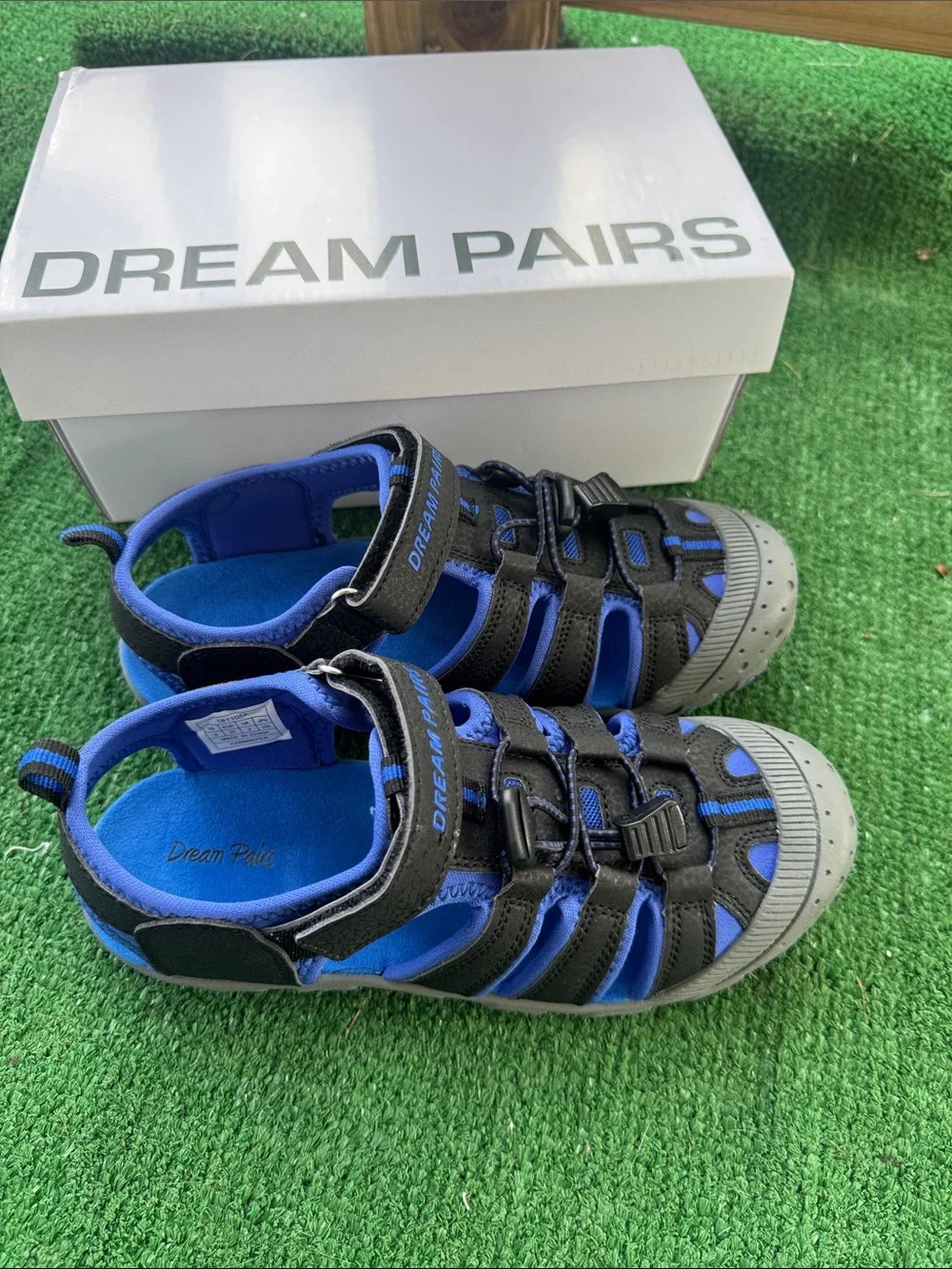 Dream Pairs Kids Royal Blue and Gray Closed-Toe Sport Sandals Sz 3